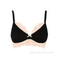 Black White Seamless Cotton Nursing Bra with Soft Lace for